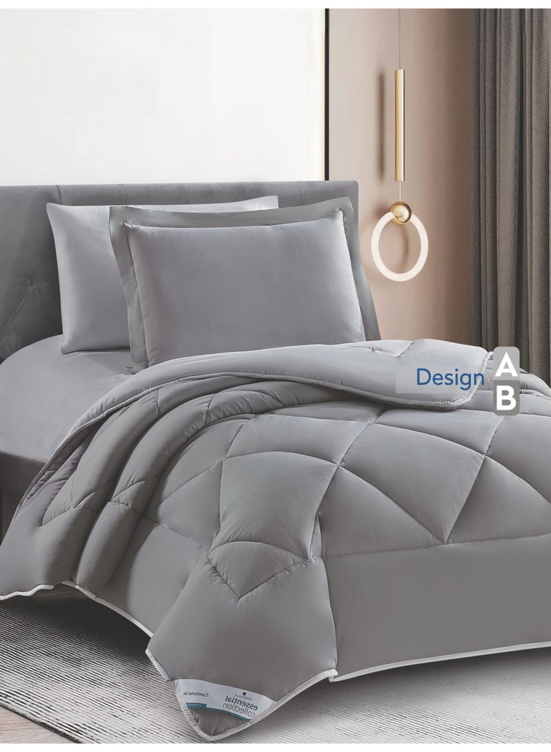 Donetella Bedding Comforter Set, Twin Size Fits 140x200 cm - 4-Pcs Solid Quilted Bed Set, Microfiber Fabric - 1 Comforter, 1 Fitted Sheet And 2 Pillow Shams - Image 5