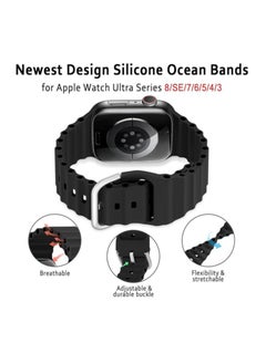 ELTRAZONE Ocean Band for Apple Watch – Adjustable Soft Silicone Sport Band, 49mm to 38mm, Breathable Elastic Wristband for Series Ultra, 8, 7, SE, 6, 5, 4, 3, 2, 1  - Image 2