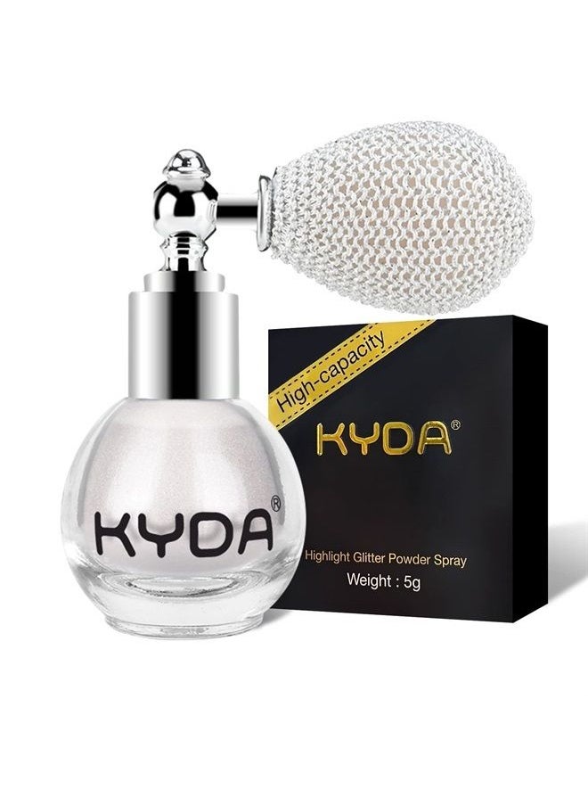 KYDA Highlighter Powder Spray, Glitter High Gloss Spray Shimmer Sparkle Powder Makeup Spray, for Face Body Cosmetic-Pearl White  - Image 1