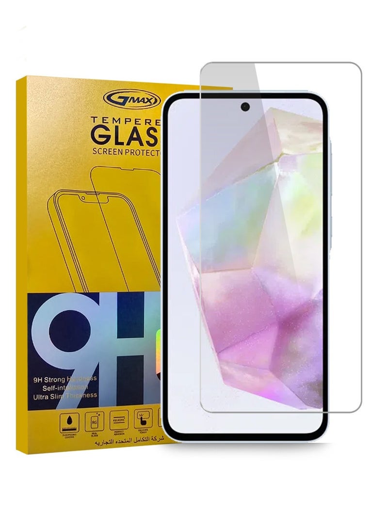 GMAX حماية شاشة زجاجية مقساة HD لجهاز سامسونج جالاكسي A36 5G - مضادة للانعكاس ومضادة للفقاعات بصلابة 9H وسمك 0.33 مم وحواف مدورة وسهولة في التركيب - Image 1