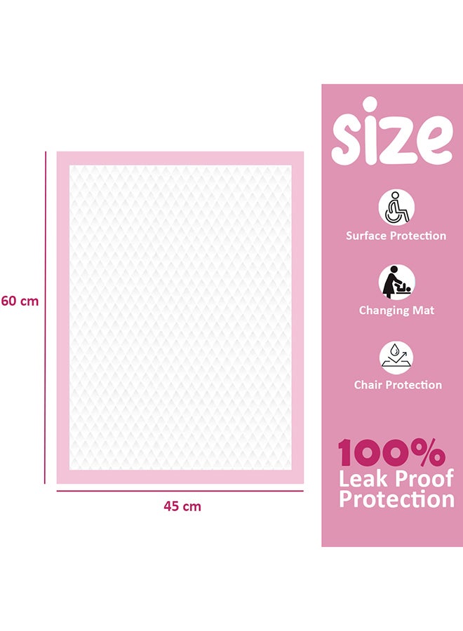 Cute 'n' Cuddle Pack Of 210 Disposable Soft Ultra Absorbent Waterproof Diaper Mess-Free Changing Mat Liners Baby Changing Mat Cover Bed Pads, Pink, 60 CM X 90 CM - Image 2