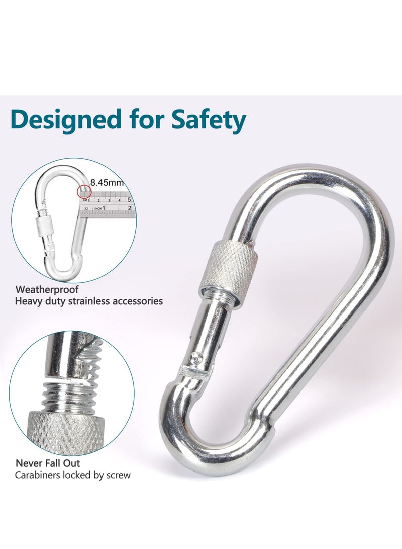 SYOSI Tree Swing Hanging Straps Kit, 5ft Extra Long Ultra Strong Hammock Strap Holds 1000 Lbs, with Two Heavy Safer Lock Snap Duty Carabiners for Tree Swing & Hammocks, Carry Pouch Easy Fast Installation - Image 4