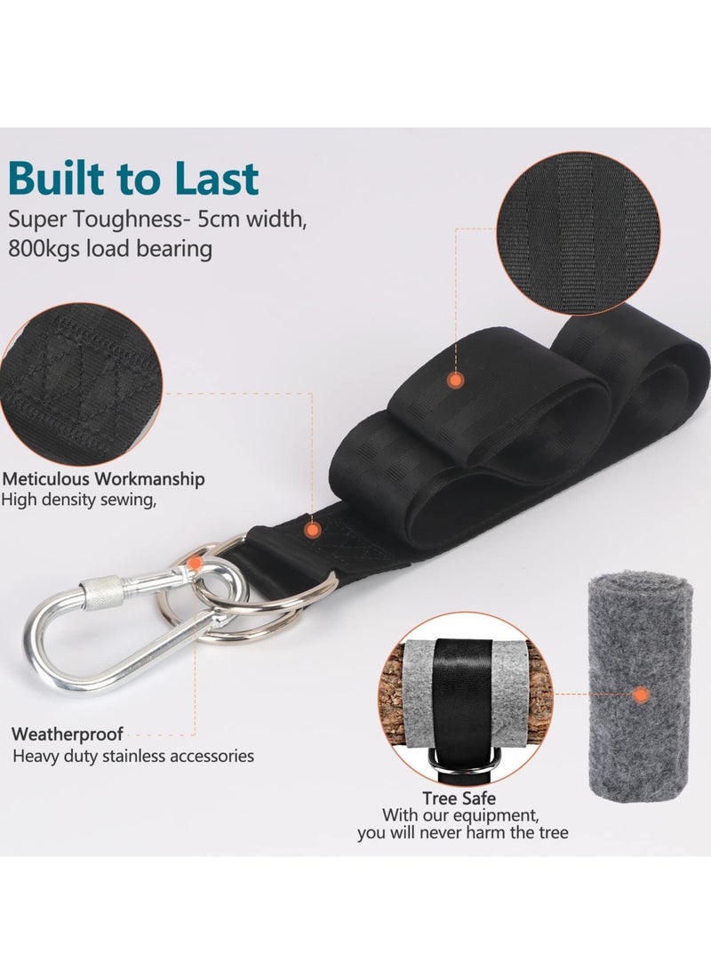 SYOSI Tree Swing Hanging Straps Kit, 5ft Extra Long Ultra Strong Hammock Strap Holds 1000 Lbs, with Two Heavy Safer Lock Snap Duty Carabiners for Tree Swing & Hammocks, Carry Pouch Easy Fast Installation - Image 3