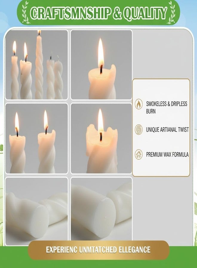 SRCVYLT 12 Pcs 7.5 Inch Spiral Taper Candle with 4 Thread Patterns (3 Each), Unscented Spiral Light Candles Ivory Twisted Candles for Home Holiday Bridal Shower Dinner Decor - Image 3