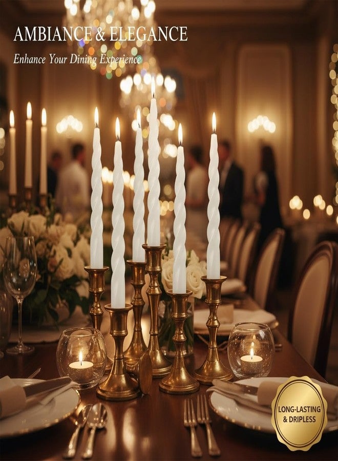 SRCVYLT 12 Pcs 7.5 Inch Spiral Taper Candle with 4 Thread Patterns (3 Each), Unscented Spiral Light Candles Ivory Twisted Candles for Home Holiday Bridal Shower Dinner Decor - Image 4