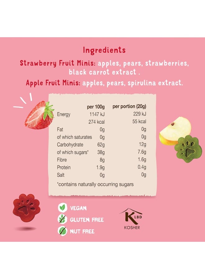 Bear Fruit Minis Strawberry & Apple 100% Natural Ingredients No Added Sugar 5 X 20G - Image 3