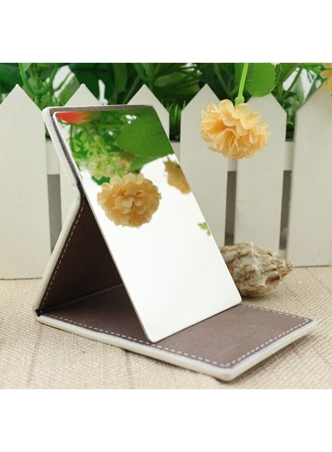 Yueton Shatterproof Stainless Steel Ultrathin Folding Travel Mirror Makeup Mirror with PU Leather Case Cover for Personal Use, Camping, Travelling, Emergency Signaling - Image 3