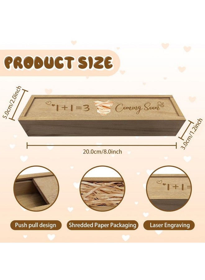CHGCRAFT Pregnancy Wooden Announcement Gifts Pregnancy Test Keepsake Box with Slide Cover Surprise Announcement Gift with Word to Husband Grandparents Parents, 8x2x1.2inch - Image 2