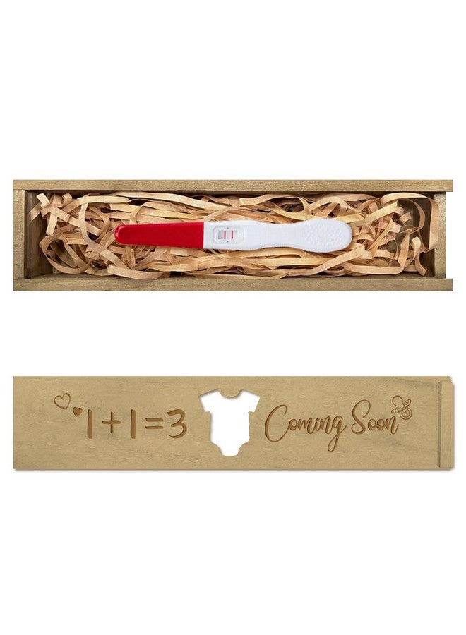 CHGCRAFT Pregnancy Wooden Announcement Gifts Pregnancy Test Keepsake Box with Slide Cover Surprise Announcement Gift with Word to Husband Grandparents Parents, 8x2x1.2inch - Image 1