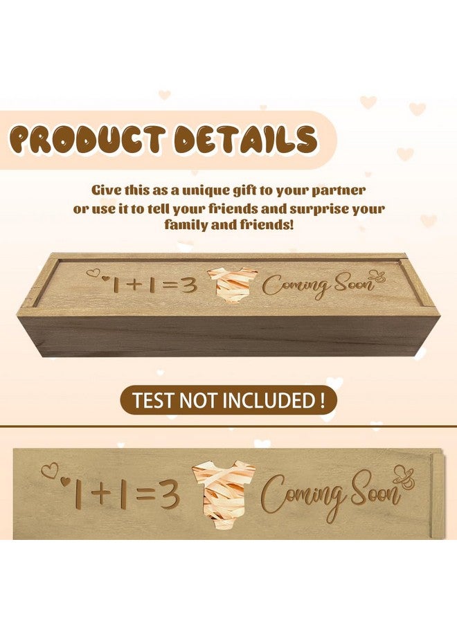 CHGCRAFT Pregnancy Wooden Announcement Gifts Pregnancy Test Keepsake Box with Slide Cover Surprise Announcement Gift with Word to Husband Grandparents Parents, 8x2x1.2inch - Image 3