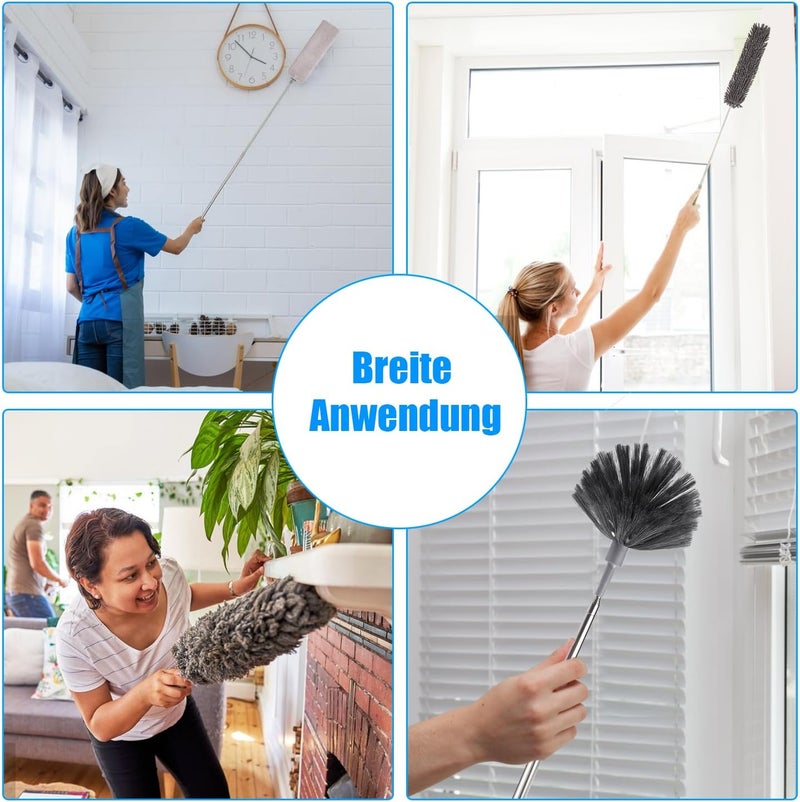wlich Pack of 7 Telescopic Duster Long Extendable up to 213 cm Spider Web Remover Washable Microfibre Dust Mop with Hook for Ceiling Gaps Cobwebs - Image 4