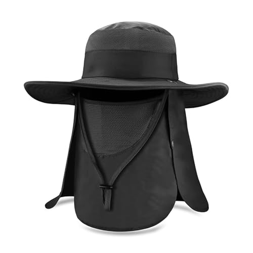 Homeaura Nylon Mens Sun Hat Wide Brim Summer Sun Cap UV Protection Fishsing Hat Foldable Bucket Hat Outdoor Black - Image 1
