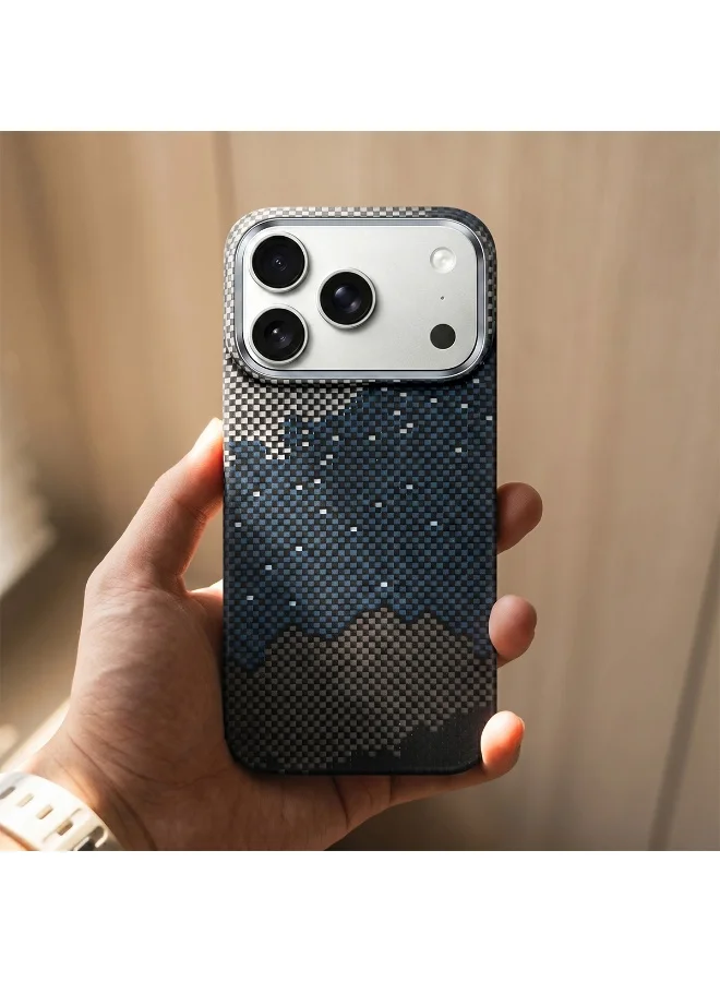 Mobcos Mobcos 17 Pro Fiber Mountain Starry Blue Mobcos iPhone 17 Pro Mountain Starry Blue Aramid Fiber Case, 1500D Fusion Weave, Ultra Slim Lightweight Magnetic Cover, MagSafe Compatible  | Best Price UAE