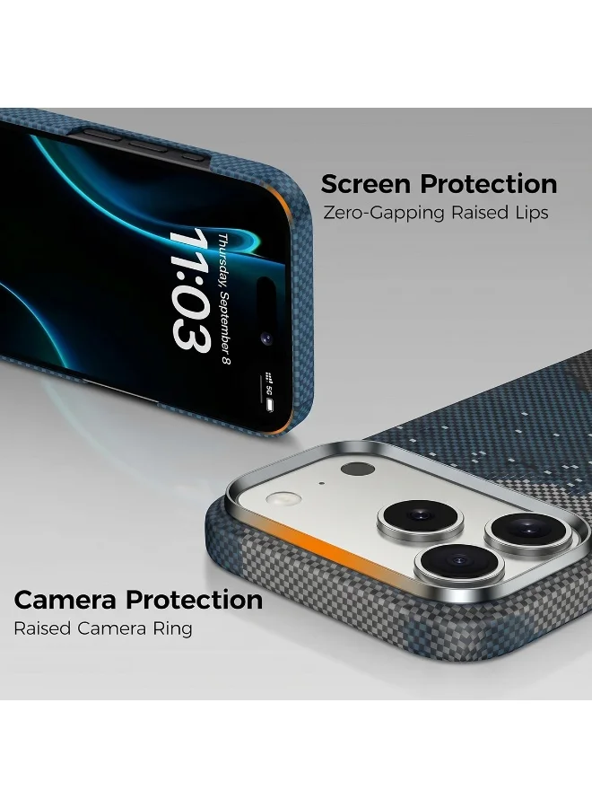 Mobcos Mobcos 17 Pro Fiber Mountain Starry Blue Mobcos iPhone 17 Pro Mountain Starry Blue Aramid Fiber Case, 1500D Fusion Weave, Ultra Slim Lightweight Magnetic Cover, MagSafe Compatible  | Best Price UAE