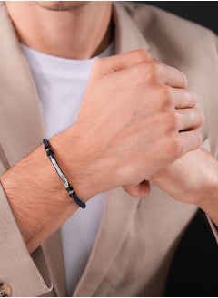 CERRUTI 1881 Tornillo BraceletNavy Blue Nylon with Two-Tone DesignAdjustable Fit for Casual, Relaxed Style  - Image 1