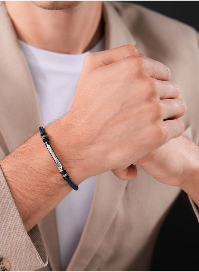 CERRUTI 1881 Tornillo BraceletNavy Blue Nylon with Two-Tone DesignAdjustable Fit for Casual, Relaxed Style  - Image 1