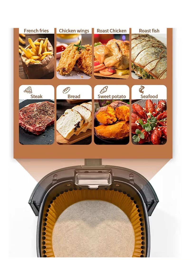 Air Fryer Disposable Paper Liner , Cooking Paper for Air Fryer, Non-Stick Air Fryer Liners, Baking Paper for Air Fryer Oil-proof, Food Grade Parchment for Baking Roasting Microwave 6.3 insh (100pcs) - Image 3