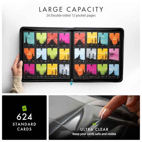 Vault X 12 XL Pocket Zip Binder, 624 Cards, Exo-Tec Material, 26 Side-Loading Pages (Teal) - Image 4
