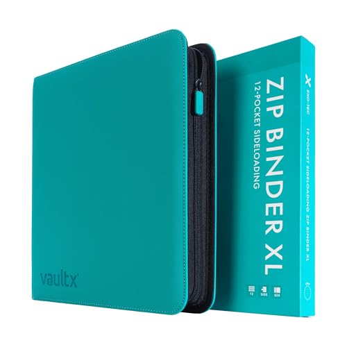 Vault X 12 XL Pocket Zip Binder, 624 Cards, Exo-Tec Material, 26 Side-Loading Pages (Teal) - Image 1