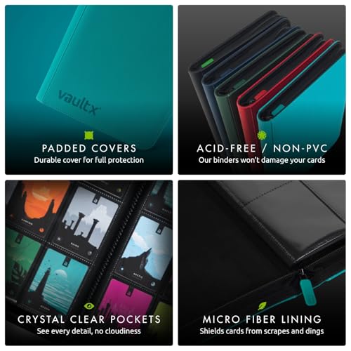 Vault X 12 XL Pocket Zip Binder, 624 Cards, Exo-Tec Material, 26 Side-Loading Pages (Teal) - Image 5
