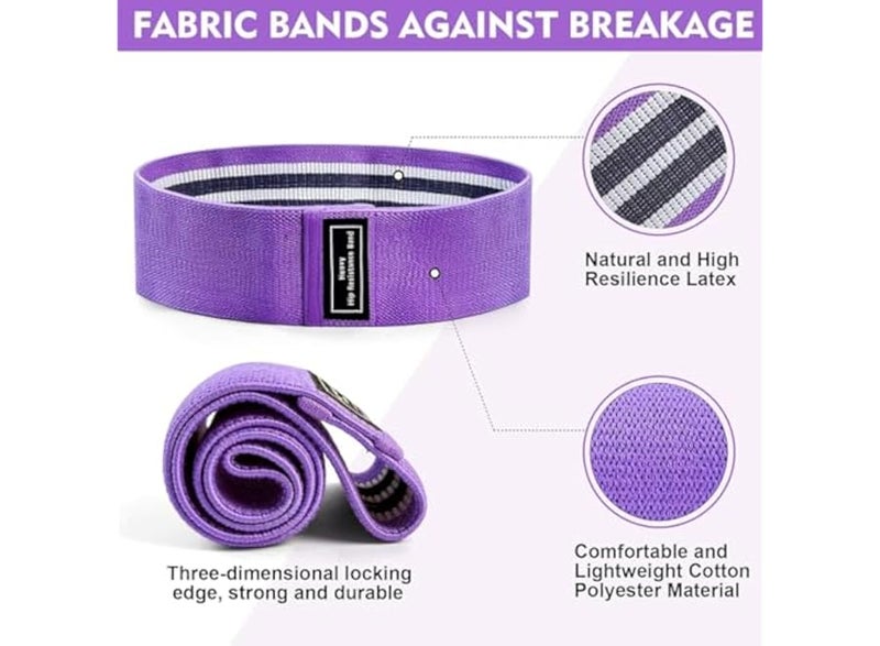 Resistance bands for exercise, 3 pieces, stylish non-slip nylon fabric fitness training bands for women, suitable for glute and squat exercises. - Image 3