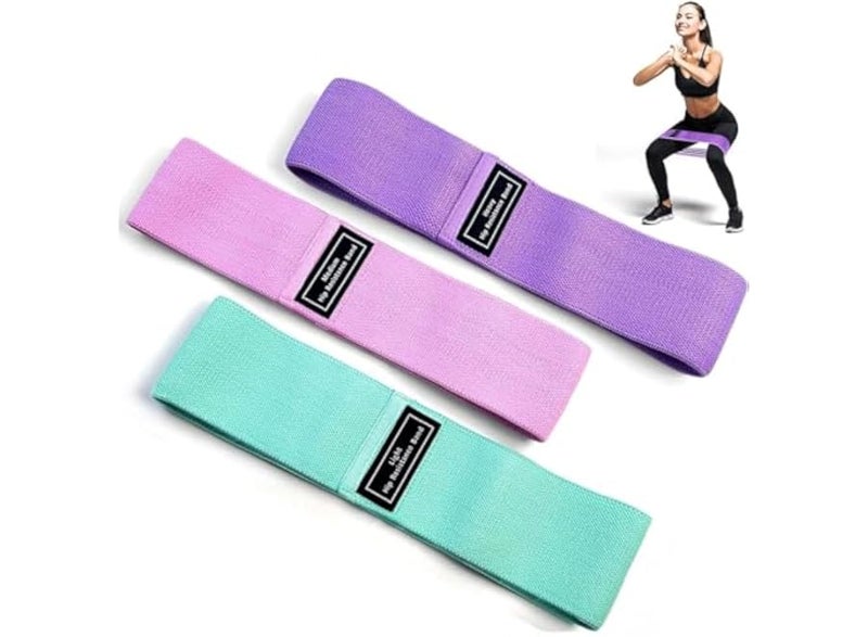 Resistance bands for exercise, 3 pieces, stylish non-slip nylon fabric fitness training bands for women, suitable for glute and squat exercises. - Image 1