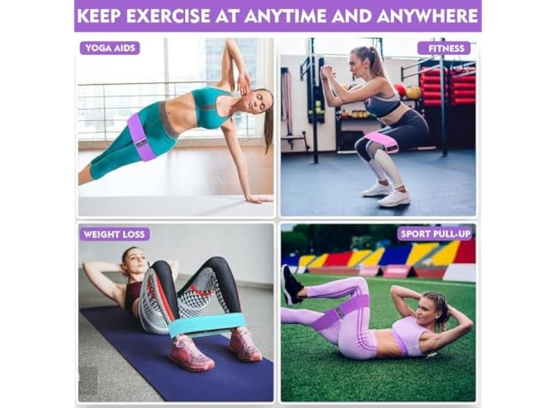 Resistance bands for exercise, 3 pieces, stylish non-slip nylon fabric fitness training bands for women, suitable for glute and squat exercises. - Image 5