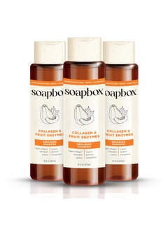 Soapbox Soapbox Shampoo Collagen  Fruit Enzymes Repairing Shampoo for Dry Fine or Thin Hair Strengthening with Collagen and Peptides for Fuller Looking Hair 3 Pack 16oz Each 
