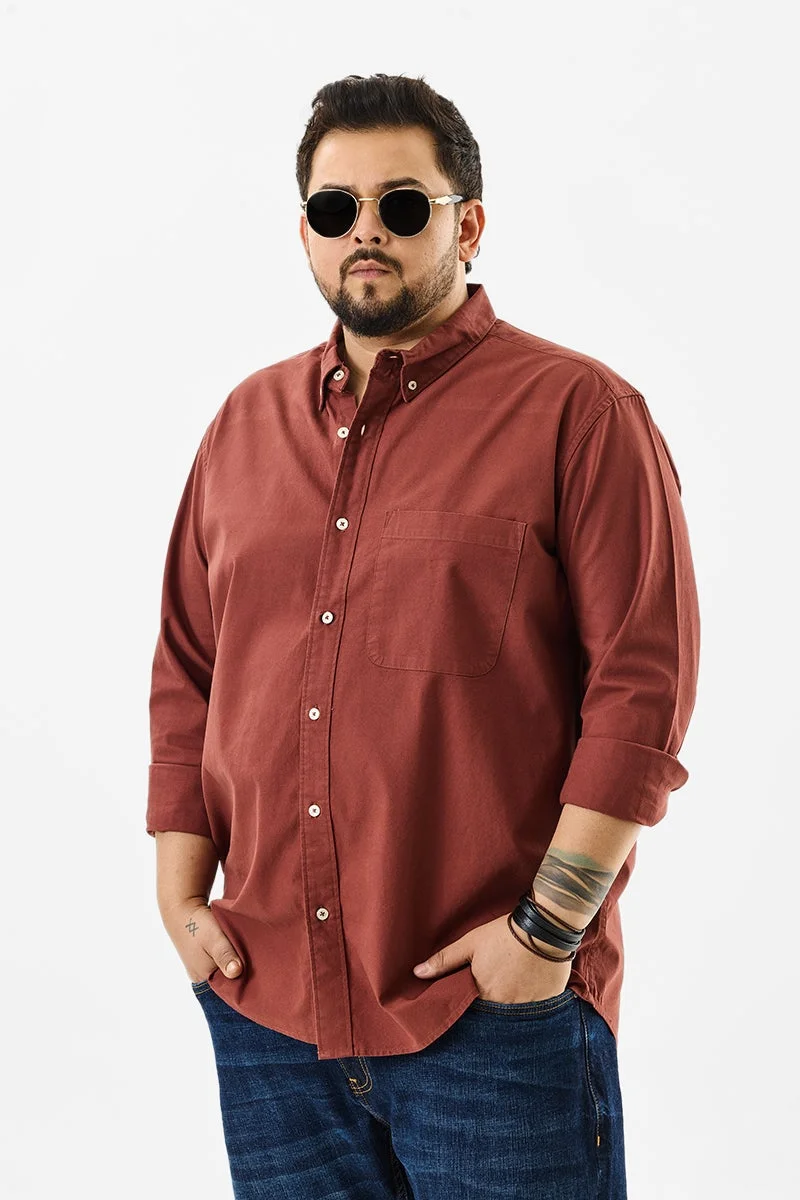 سنيتش Lucia Rust Plain Plus Size Shirts