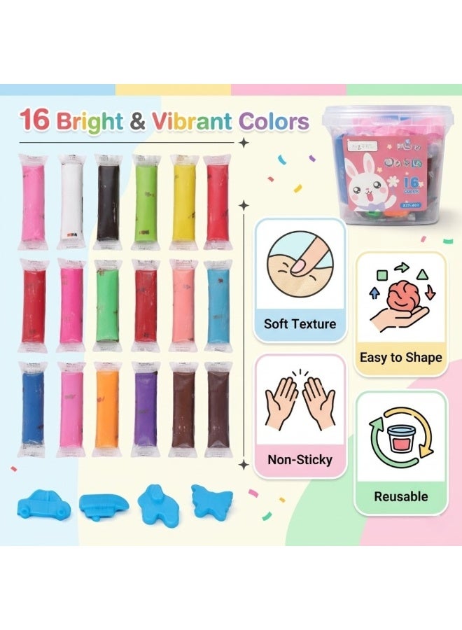 Kids Play Dough Set 16 Multi-colors with Molds and Storage Box, Soft Non-Toxic Modeling Clay Kit for Kids, DIY Art Craft Dough for Toddlers, Educational Learning Toys for Boys, Girls - Image 3