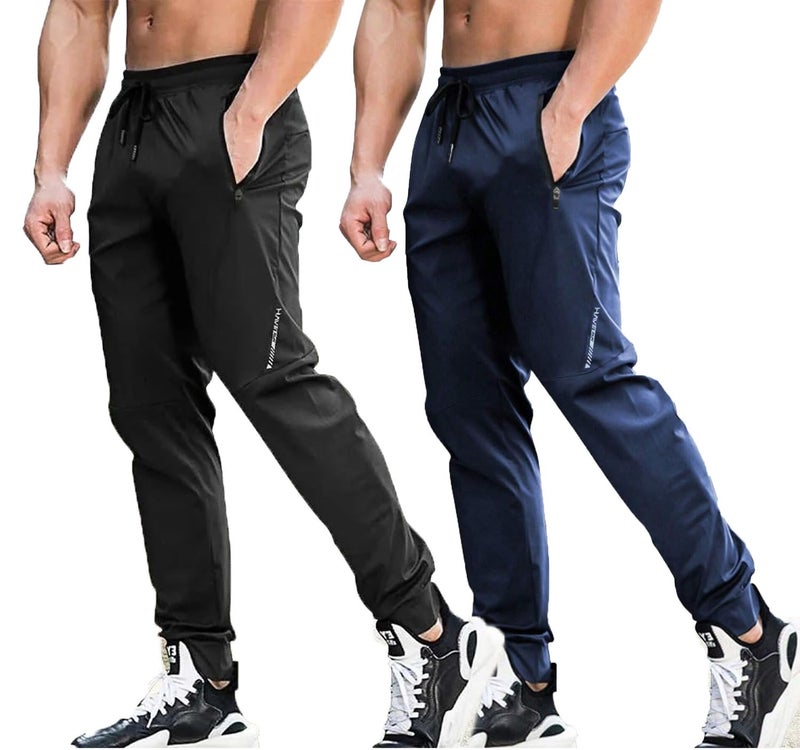 Lymio Track Pant for Men || Regular Fit || Track Pants || Full Elastic Jogger Track Pant || Available in Combo Pack of 2 (TP-59-61-Black-Blue-M) - Image 1