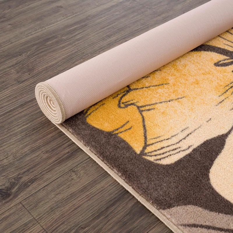 CAMILSON Solana Modern Floral 5x7 Area Rugs Non-Skid (Non-Slip) Rubber Backing Yellow - Brown Flowers Indoor Rug (5 x 7, Yellow Brown) - Image 3