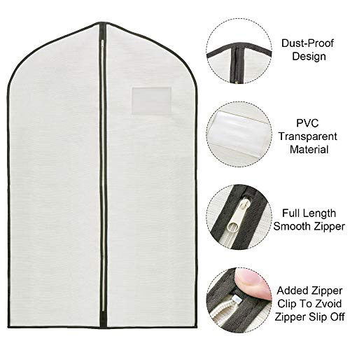 HSDT Fabric Garment Bag Suit Bag 40 x 24" Greyish White Suit Bag Hanging Storage Bag with Viewing Window and Zipper for Storage Cotton Clothes Fur Coat or Suit Jacket,QY-FCT01 - Image 4