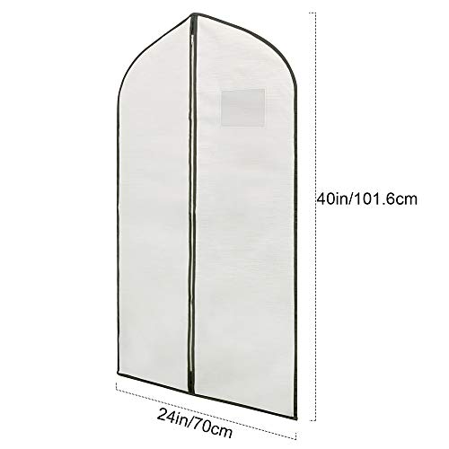 HSDT Fabric Garment Bag Suit Bag 40 x 24" Greyish White Suit Bag Hanging Storage Bag with Viewing Window and Zipper for Storage Cotton Clothes Fur Coat or Suit Jacket,QY-FCT01 - Image 3