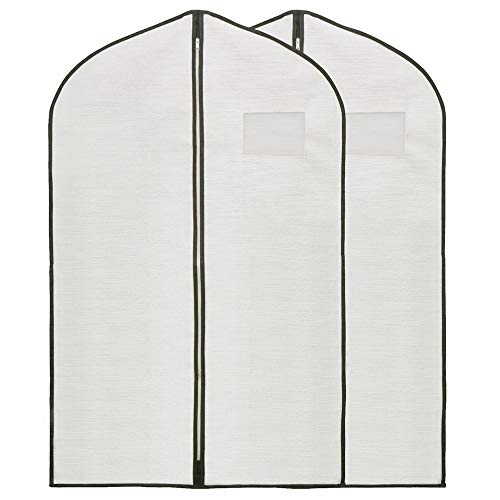 HSDT Fabric Garment Bag Suit Bag 40 x 24" Greyish White Suit Bag Hanging Storage Bag with Viewing Window and Zipper for Storage Cotton Clothes Fur Coat or Suit Jacket,QY-FCT01 - Image 1