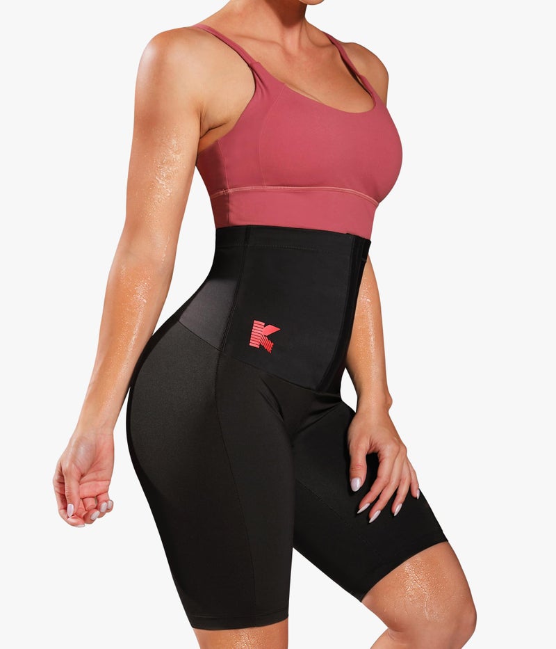 KUMAYES Sauna Sweat Pants for Women High Waist Slimming Shorts Compression Thermo Workout Exercise Body Shaper Thighs Black - Image 3
