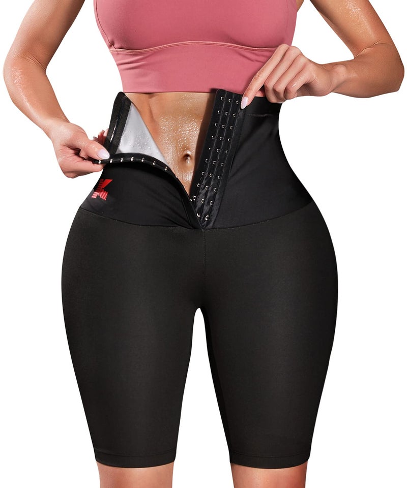 KUMAYES Sauna Sweat Pants for Women High Waist Slimming Shorts Compression Thermo Workout Exercise Body Shaper Thighs Black - Image 1