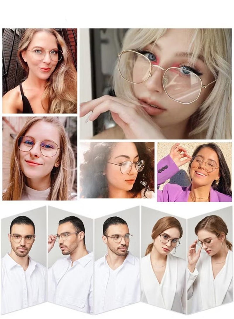 يوجي 3pcs نظارات ضوء أزرق معدنية للرجال النساء مربع نظارات عدسة واضحة مكافحة الضوء الأزرق حجب نظارات العين للقراءة ألعاب الكمبيوتر الهاتف - Image 4