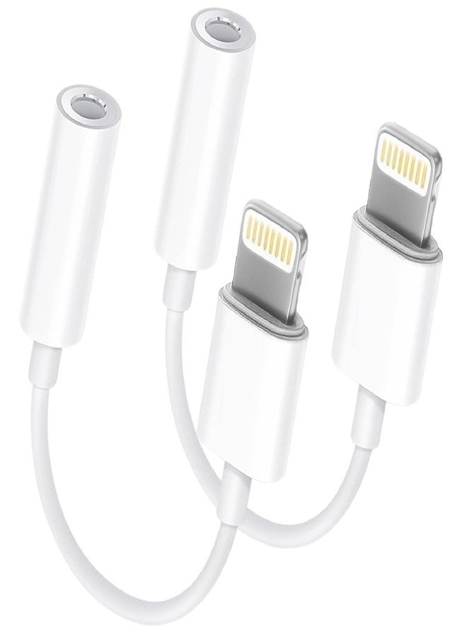 DesofIcon Apple MFi Certified 2 Pack Lightning to 3.5 mm Headphone Jack Adapter for iPhone Headphone Adapter AUX Audio Converter Dongle Compatible with iPhone 14 13 12 11 XS XR X 8 7 iPad iPod - Image 1