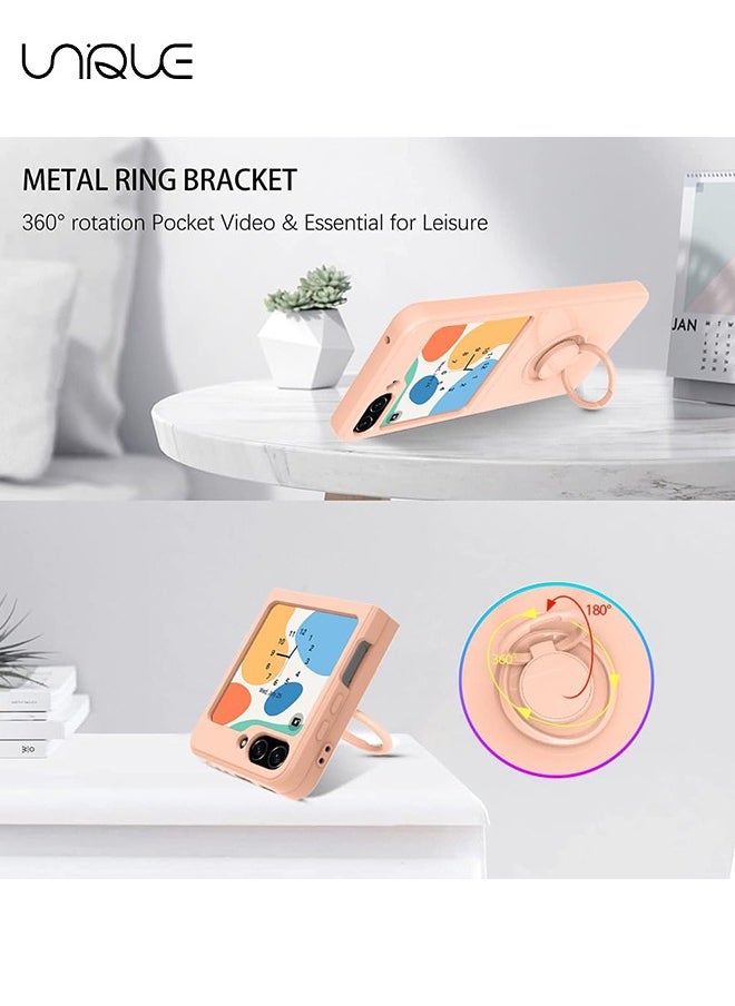 Unique - For Samsung Galaxy Z Flip 5 Phone Case with Ring Stand Shockproof Full Body Protection Phone Case for Galaxy Z Flip 5 5G 6.7 Inch, Sandstone Powder - Image 1