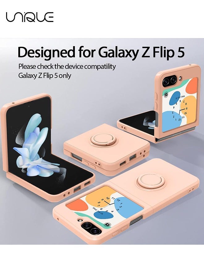 Unique - For Samsung Galaxy Z Flip 5 Phone Case with Ring Stand Shockproof Full Body Protection Phone Case for Galaxy Z Flip 5 5G 6.7 Inch, Sandstone Powder - Image 1