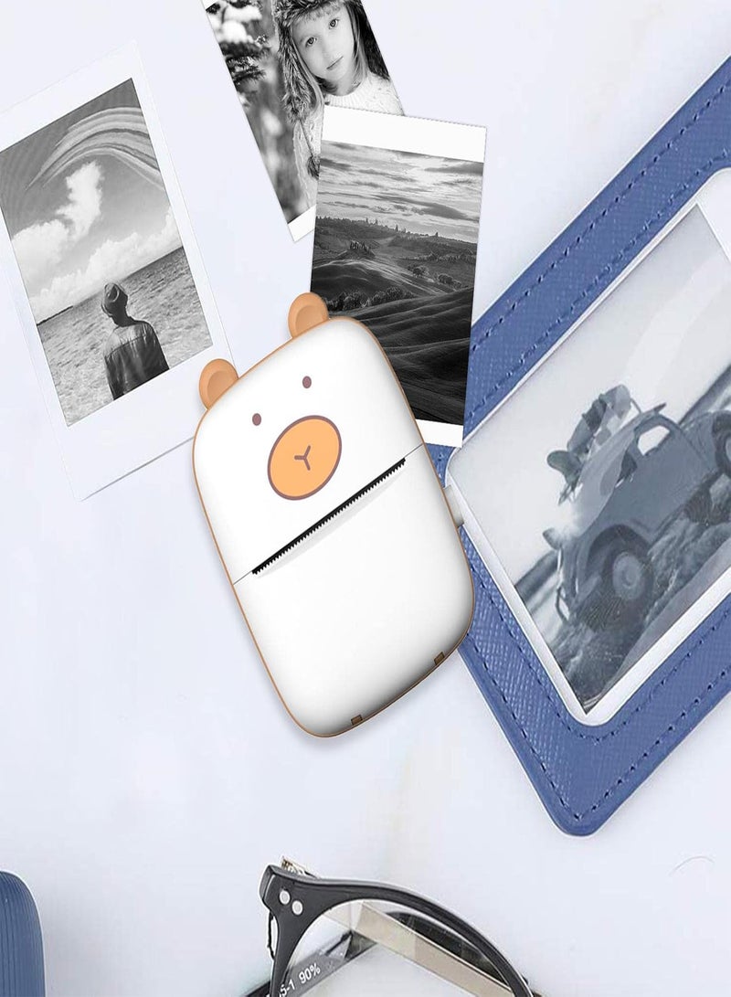 GGOOT 2 Pcs Mini Printer,Cartoon Pocket Thermal Printer with 6 Rolls Printing Paper - Wireless Inkless Printer, Smart Printer for Photo Picture Receipt Label Note QR Code - Image 1