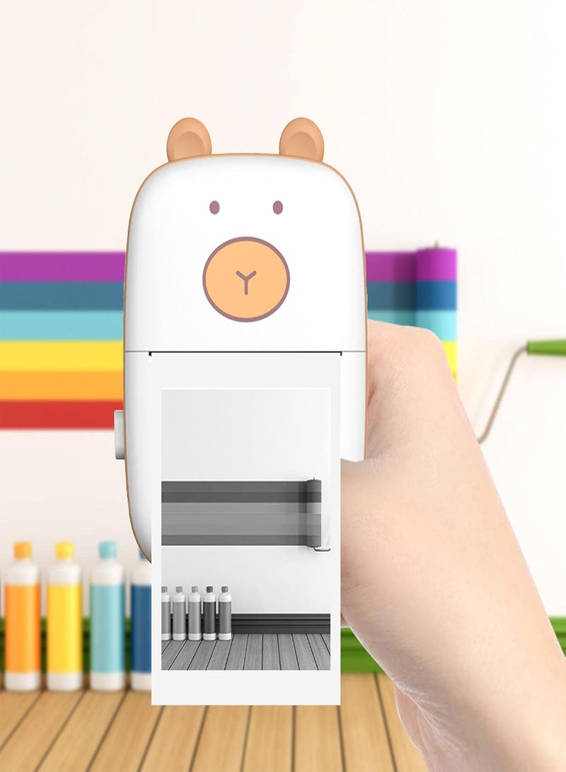 GGOOT 2 Pcs Mini Printer,Cartoon Pocket Thermal Printer with 6 Rolls Printing Paper - Wireless Inkless Printer, Smart Printer for Photo Picture Receipt Label Note QR Code - Image 2