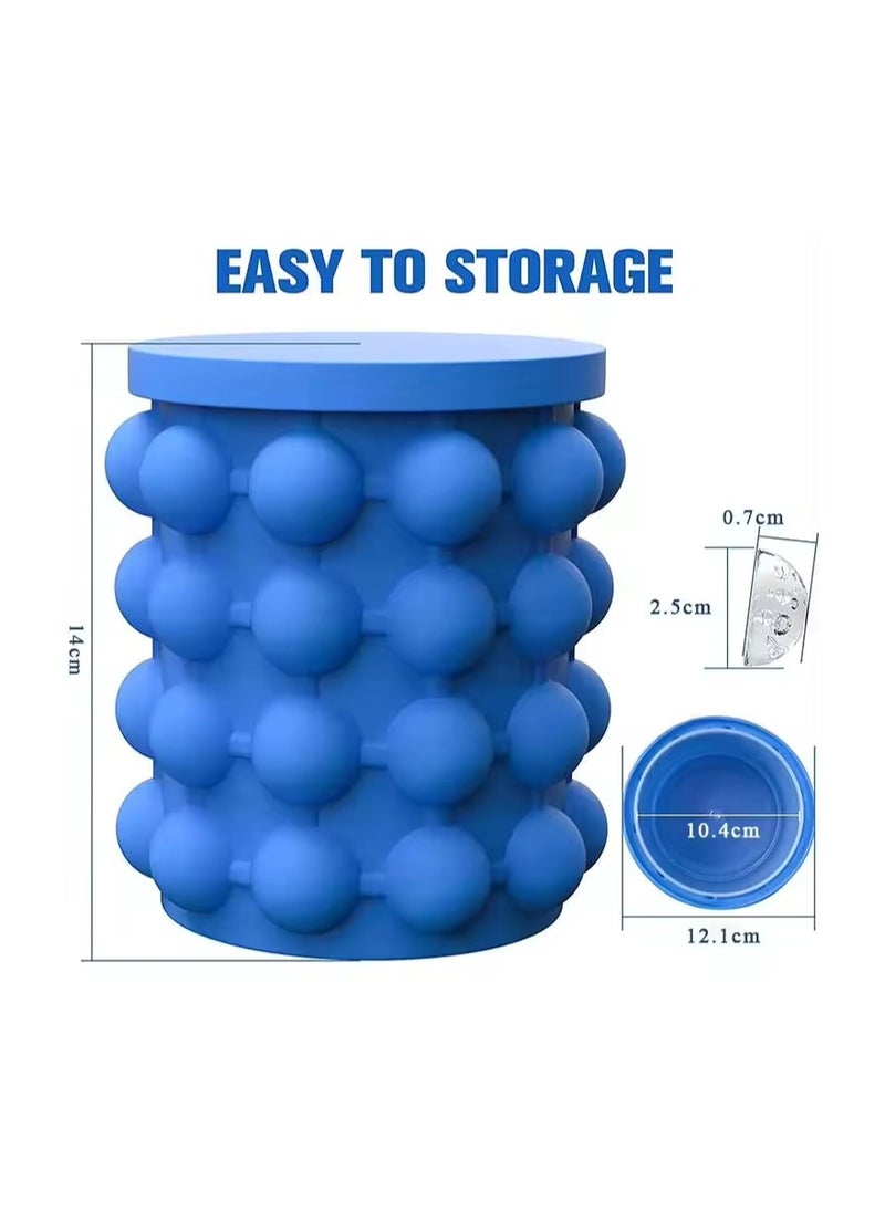 Pretocter - Ice Cube Mold, Silicone Ice Cup with Lid (2 in 1), Squeeze Type Easy Release Ice Trays, Ice Cube Maker for Frozen Cocktail (Blue/16cm) - Image 1
