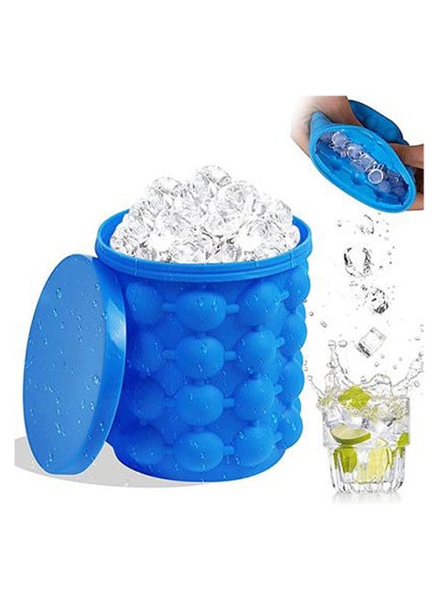 Ice Cube Mold, Silicone Ice Cup with Lid (2 in 1), Squeeze Type Easy Release Ice Trays, Ice Cube Maker for Frozen Cocktail (Blue/16cm)