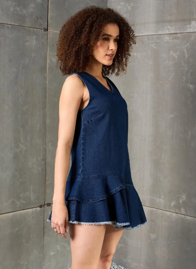 SASSAFRAS Denim Mini Dress for Women