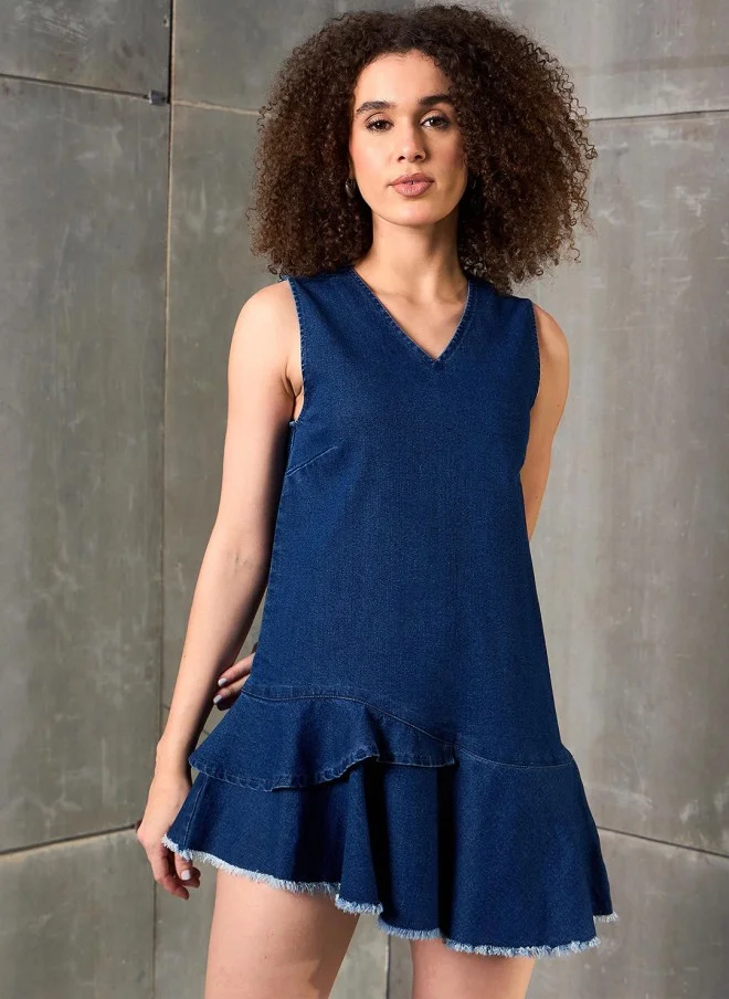 SASSAFRAS Denim Mini Dress for Women