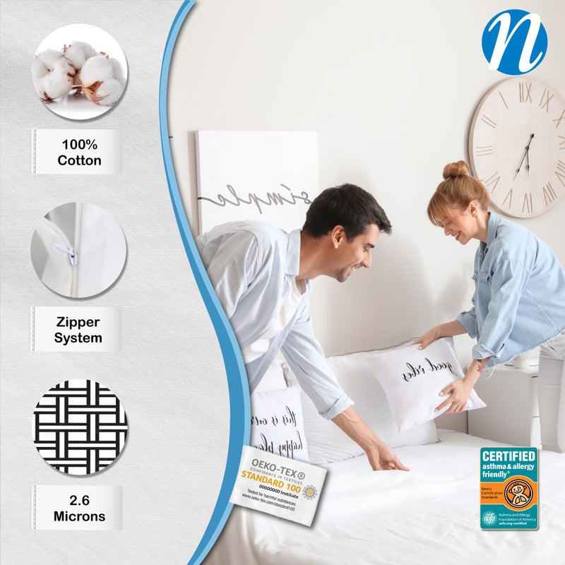 National Allergy National Allergy Superior 100% Cotton King Mattress Protector Zippered - 78" x 80" x 9" - Hypoallergenic Bed Encasement - Breathable Dust Proof Cover - AAFA & Oeko-TEX Standard 100 Certified  - Image 3
