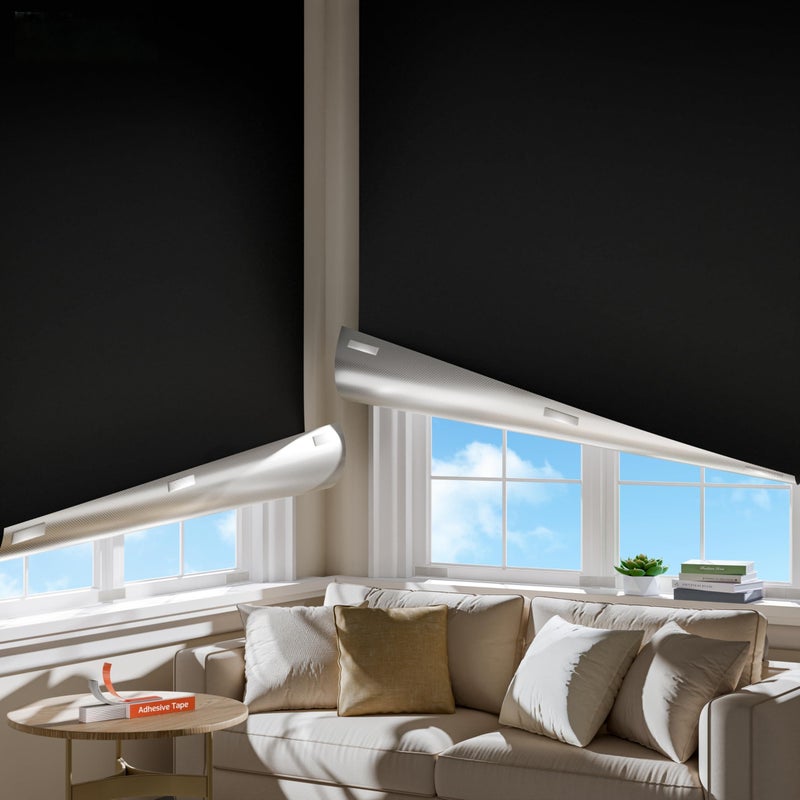 HEMRLY 2 Pack Portable Blackout Curtains for Bedroom, Easy Install No Drill Blackout Shades&Blinds for Indoor Windows with Upgraded Tapes,100% Black Out Window Cover for RV,Nursery (42" W x60 H,2 Panels) - Image 1