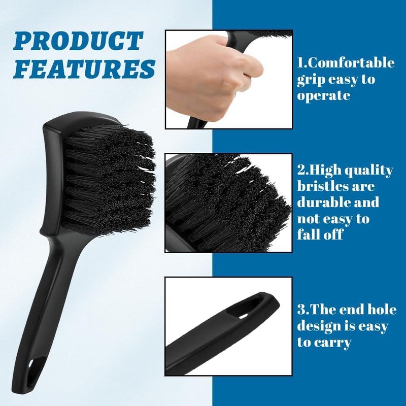 SWAMINE Carpet Cleaning Brush, Car Cleaning Brush, Tire Brush Wheel Cleaner, Universal Soft Bristle Wash Short Handle Tire Cleaner Car Accessories for Car Interior Exterior and Home - Image 3
